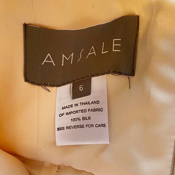 Amsale Blush 100% Silk Ruched Bust Flowy Strapless Maxi Dress Bridesmaid Size 6 - Picture 3 of 8